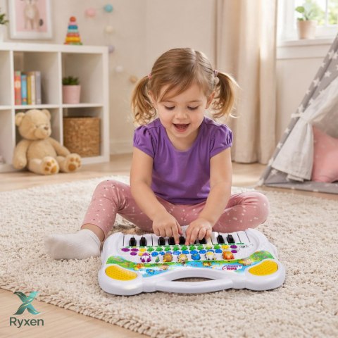 Interaktywne Pianinko Edukacyjne Dla Dzieci Dźwięki Zwierzątek Melodie LEAN TOYS