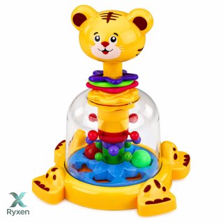 Interaktywny Bączek Spinner Tygrys Kot Z Wirującymi Kulkami Dla Niemowląt LEAN TOYS