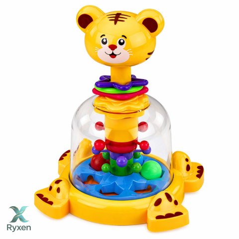 Interaktywny Bączek Spinner Tygrys Kot Z Wirującymi Kulkami Dla Niemowląt LEAN TOYS