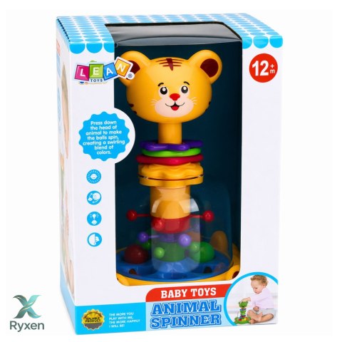 Interaktywny Bączek Spinner Tygrys Kot Z Wirującymi Kulkami Dla Niemowląt LEAN TOYS