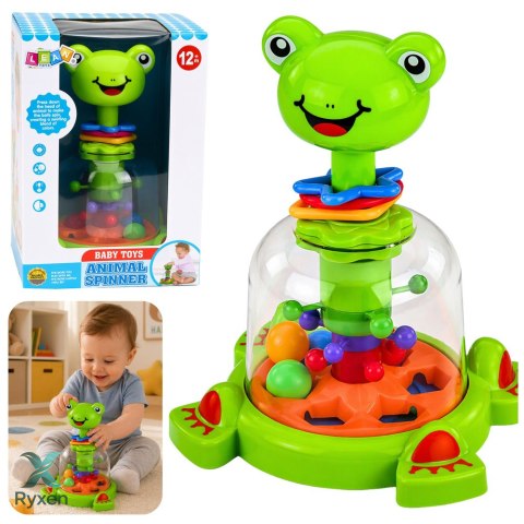 Interaktywny Bączek Spinner Żabka Z Wirującymi Kulkami Dla Niemowląt LEAN TOYS