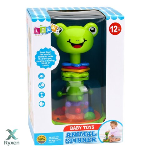 Interaktywny Bączek Spinner Żabka Z Wirującymi Kulkami Dla Niemowląt LEAN TOYS