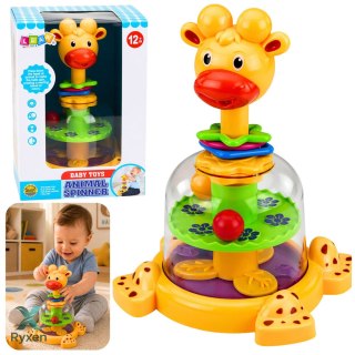 Interaktywny Bączek Spinner Żyrafa Z Wirującymi Kulkami Dla Niemowląt LEAN TOYS