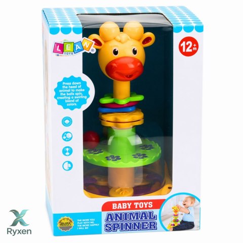 Interaktywny Bączek Spinner Żyrafa Z Wirującymi Kulkami Dla Niemowląt LEAN TOYS