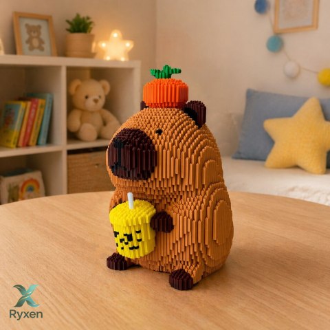 Klocki Konstrukcyjne Kapibara Shake Jabłko 3D Duża Figurka 3900 el. 25cm LEAN TOYS