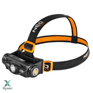 Latarka czołowa akumulatorowa USB 1000 lm czerwony/niebieski CREE LED + LED NEO TOOLS