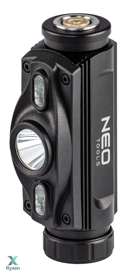Latarka czołowa akumulatorowa USB 1000 lm czerwony/niebieski CREE LED + LED NEO TOOLS