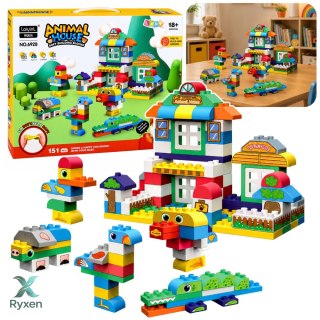 Miękkie Klocki Konstrukcyjne Sensoryczne Silikonowe Domek Zwierząt 151 el. LEAN TOYS