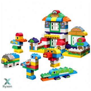 Miękkie Klocki Konstrukcyjne Sensoryczne Silikonowe Domek Zwierząt 151 el. LEAN TOYS