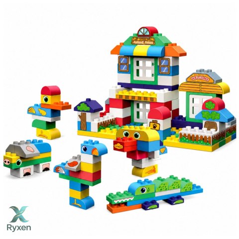 Miękkie Klocki Konstrukcyjne Sensoryczne Silikonowe Domek Zwierząt 151 el. LEAN TOYS