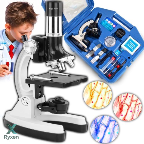 Mikroskop optyczny opticon lab starter - 1200x - 3 obiektywy + akcesoria - walizka w kolorze szarym RTO