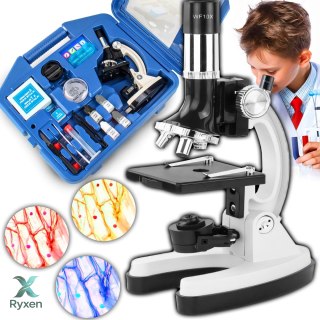 Mikroskop optyczny opticon lab starter - 1200x - 3 obiektywy + akcesoria - walizka w kolorze szarym RTO