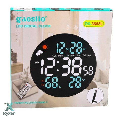 Zegar Ścienny Cyfrowy LED Data Temperatura Wilgotność Alarm Pilot 25 cm LEAN