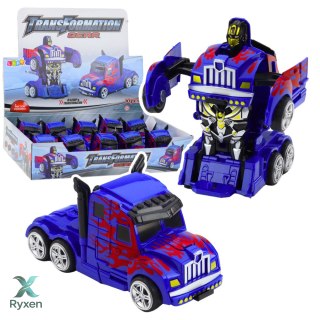 Ciężarówka Auto Robot 2w1 Napęd Czerwone Wzory Niebieska LEAN TOYS