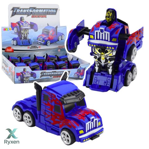 Ciężarówka Auto Robot 2w1 Napęd Czerwone Wzory Niebieska LEAN TOYS
