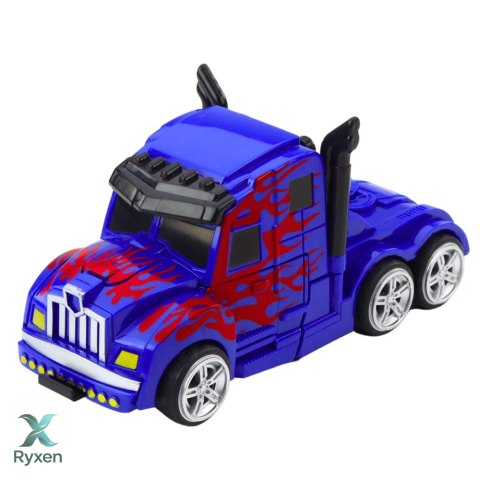 Ciężarówka Auto Robot 2w1 Napęd Czerwone Wzory Niebieska LEAN TOYS