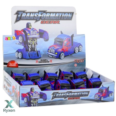 Ciężarówka Auto Robot 2w1 Napęd Czerwone Wzory Niebieska LEAN TOYS