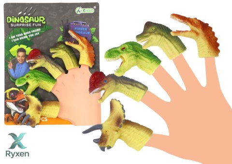 Dinozaury Na Palce Gumowe Sensoryczne Pacynki LEAN TOYS