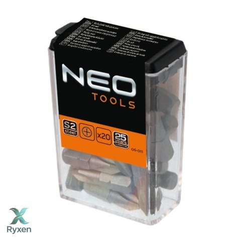 Końcówki wkrętakowe PH2 x 25 mm, 20 szt. NEO TOOLS