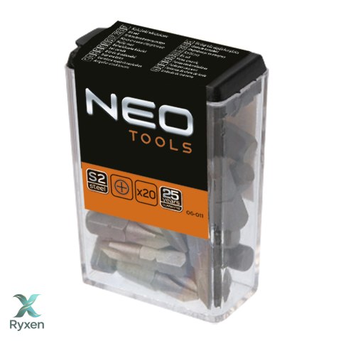 Końcówki wkrętakowe PH2 x 25 mm, 20 szt. NEO TOOLS