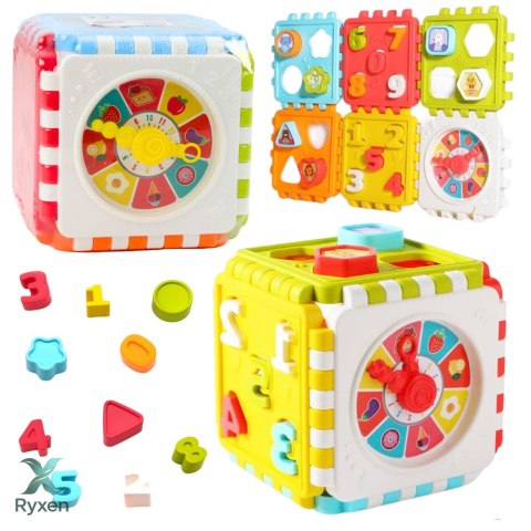 Kostka Edukacyjna Sorter Cyferki Wzory Zegar Kolorowa LEAN TOYS