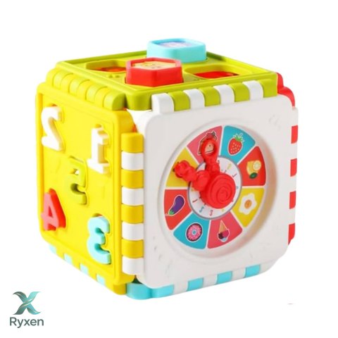Kostka Edukacyjna Sorter Cyferki Wzory Zegar Kolorowa LEAN TOYS
