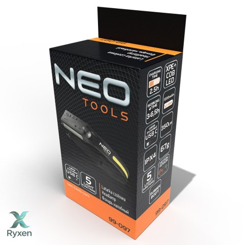 Latarka czołowa akumulatorowa LED belt 2 w 1 NEO TOOLS