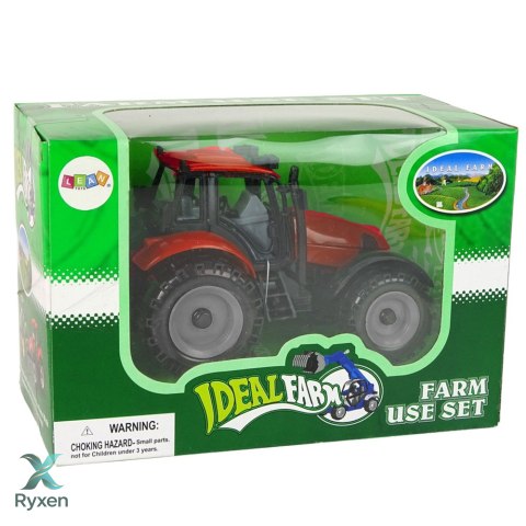 Mały Traktor Rolniczy Farmerski Otwierana Maska Czerwony 13 cm LEAN TOYS