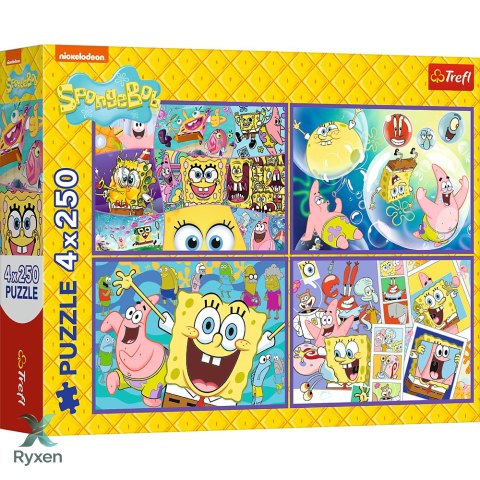 Puzzle - 4x250 - Szalony świat Sponge Boba - Trefl 13342 TREFL PUZZLE