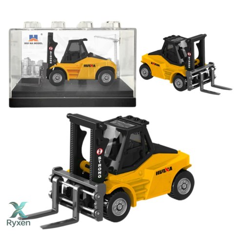Wózek Widłowy Metalowy Model Kolekcjonerski Huina Żółty 1:80 HUINA