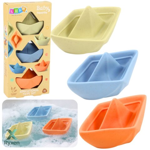 Zestaw Gumowe Łódki Do Kąpieli Zabawy Dla Malucha Pastelowe 3 szt. LEAN TOYS