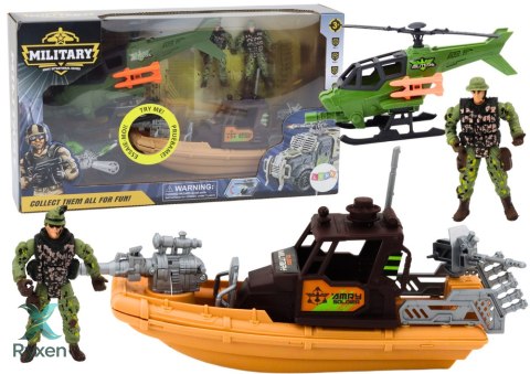 Zestaw Militarny Wojskowy Łódź Bojowa Żołnierze Akcesoria Dźwięki LEAN TOYS
