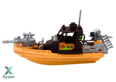 Zestaw Militarny Wojskowy Łódź Bojowa Żołnierze Akcesoria Dźwięki LEAN TOYS