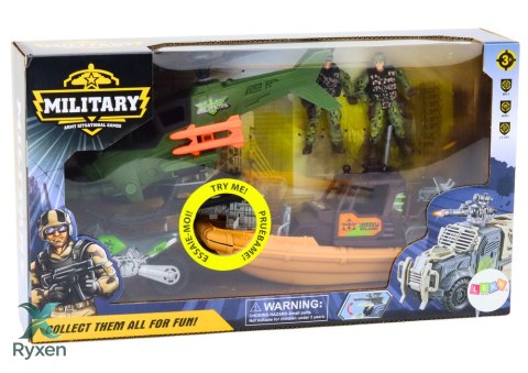 Zestaw Militarny Wojskowy Łódź Bojowa Żołnierze Akcesoria Dźwięki LEAN TOYS