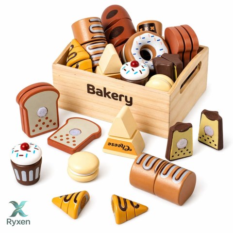 Drewniana Mini Piekarnia Zestaw Pieczywa Na Rzepy W Skrzynce 10 el. LEAN TOYS