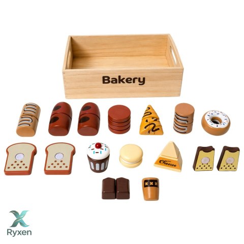 Drewniana Mini Piekarnia Zestaw Pieczywa Na Rzepy W Skrzynce 10 el. LEAN TOYS