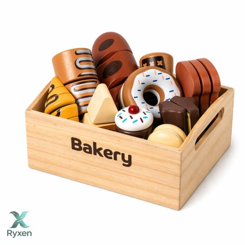 Drewniana Mini Piekarnia Zestaw Pieczywa Na Rzepy W Skrzynce 10 el. LEAN TOYS