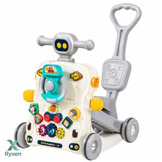 Interaktywny Edukacyjny Rowerek Chodzik Pchacz Stolik Hulajnoga 5w1 Szary LEAN TOYS