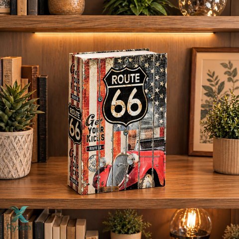Książka Sejf Na Klucz Mała Kasetka Skrytka Na Pieniądze Route 66 LEAN TOYS