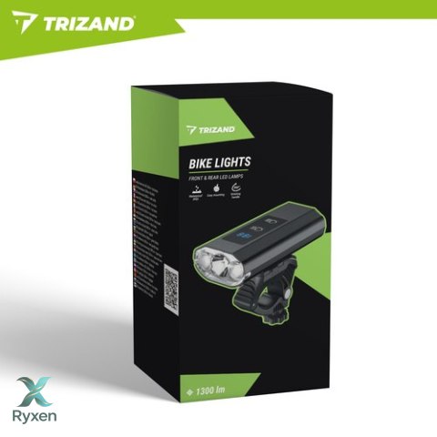 Lampka rowerowa LED 1300lm + tylna lampa Trizand TRIZAND