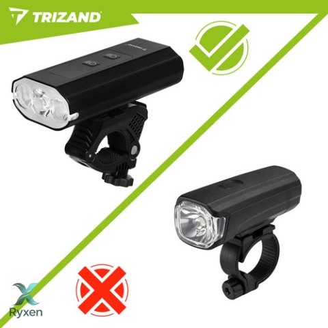 Lampka rowerowa LED 1300lm + tylna lampa Trizand TRIZAND