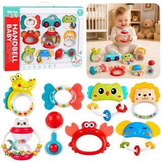 Zestaw Grzechotek Zabawek Gryzaków Dla Malucha Kolorowe Ruchome 9 szt. LEAN TOYS