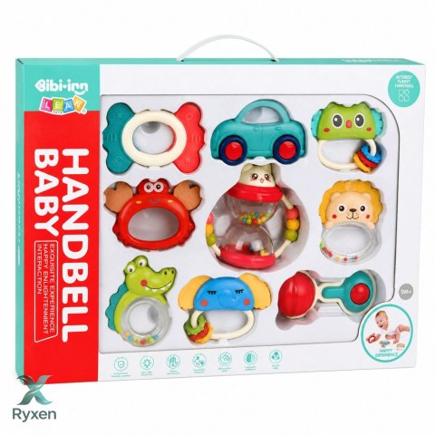 Zestaw Grzechotek Zabawek Gryzaków Dla Malucha Kolorowe Ruchome 9 szt. LEAN TOYS