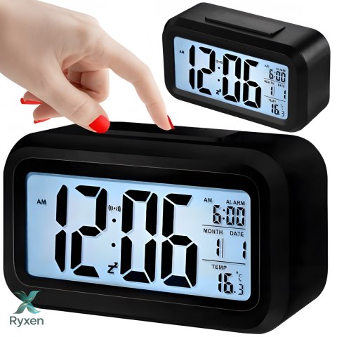Budzik zegar led termometr podświetlenie 12/24h RTO