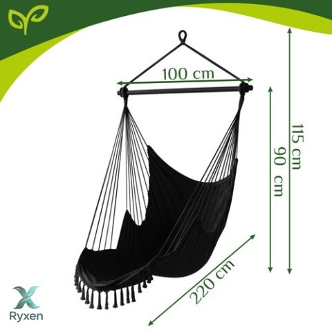 Huśtawka - fotel wiszący 210cm czarny Gardlov GARDLOV