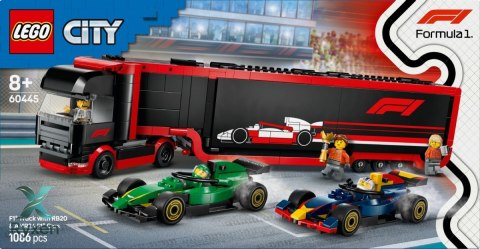 Klocki city 60445 f1 ciężarówka z bolidami rb20 i amr24 f1 LEGO