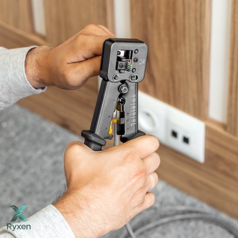 Zaciskarka wtyków przelotowych RJ45, RJ12, RJ11 Rebel