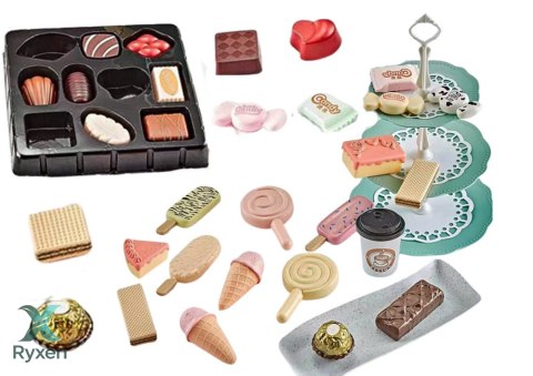 Cukiernia Kawiarnia Zestaw Słodycze Patera Ciastka Kawa Ciasto 50 ele. LEAN TOYS