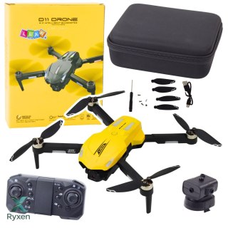 Dron D11 Zdalnie Sterowany Kamera HD WIFI Sterowanie Gestami Pilot Żółty LEAN TOYS