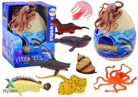 Jajo Z Figurkami Zwierząt Morskich Rośliny Ośmiornica Zestaw 26 El. LEAN TOYS